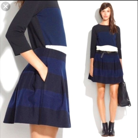 Madewell Mayle Wool Blend Pleated Stripe Mini Skirt  Size 4 EUC - Picture 1 of 11